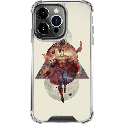 DC Comics Superman Galaxy Flying iPhone 14 Pro Clear Case